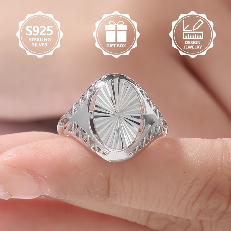 925 Sterling Silver Women's Engraved Modern Ring
